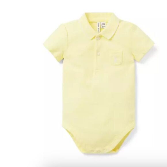 Janie and Jack 100048702 Baby Bunny Pique Polo Bodysuit yellow NWT size 6-12 m - Picture 1 of 2